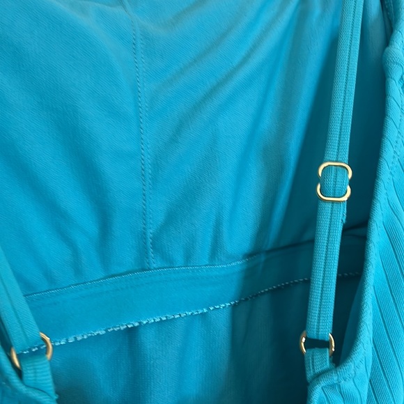 Sandflower Women's Aqua Blue Ribbed Knit One Piece Swimsuit Medium (8-10) NWT - Picture 10 of 11
